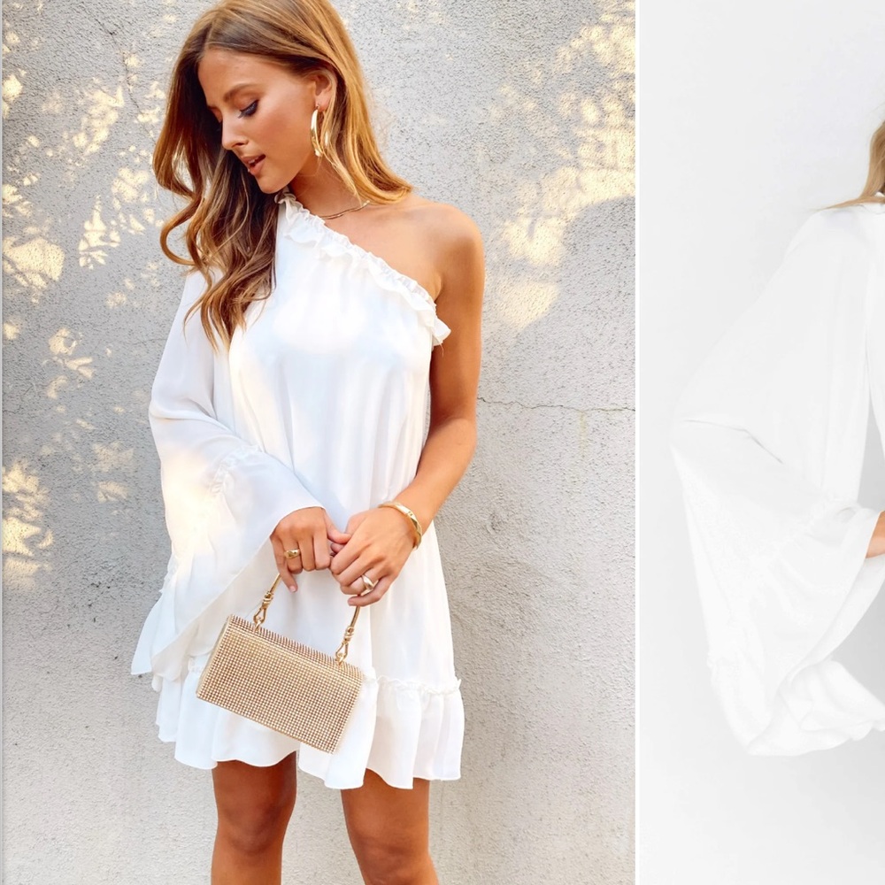 Show Me Your MuMu White One-Shoulder Dress